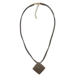 necklace metal pendant black cord