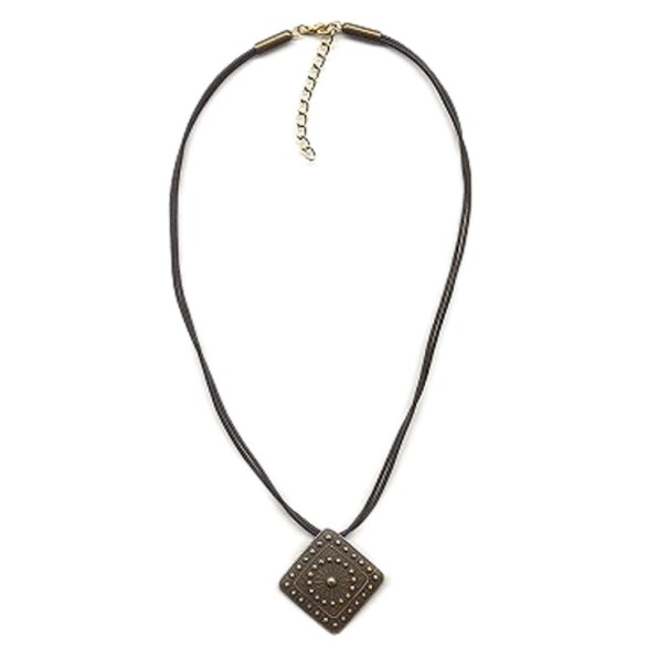 necklace metal pendant black cord