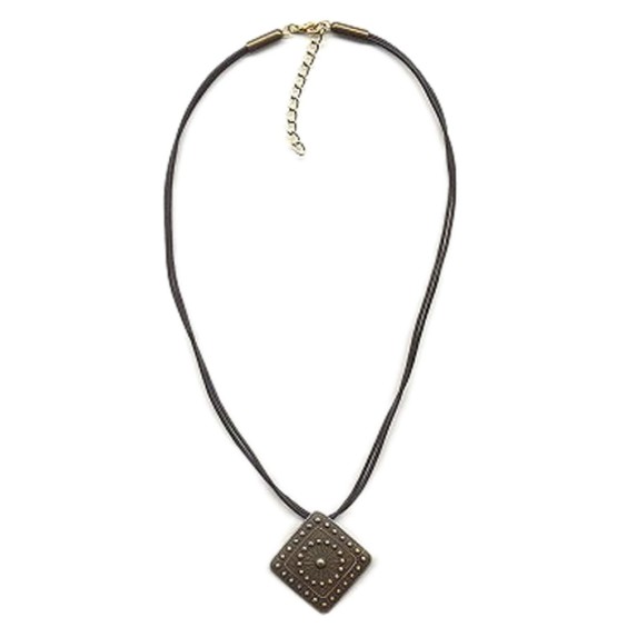 necklace metal pendant black cord