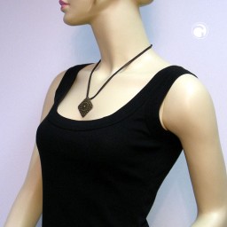 necklace metal pendant black cord