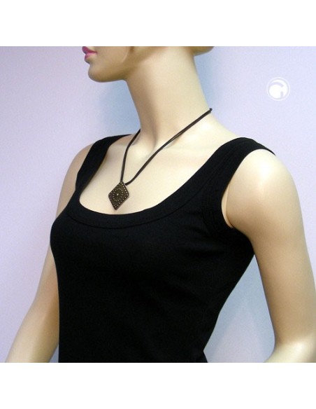 necklace metal pendant black cord