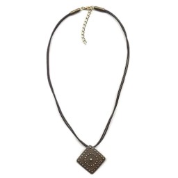 necklace metal pendant black cord