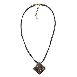 necklace metal pendant black cord