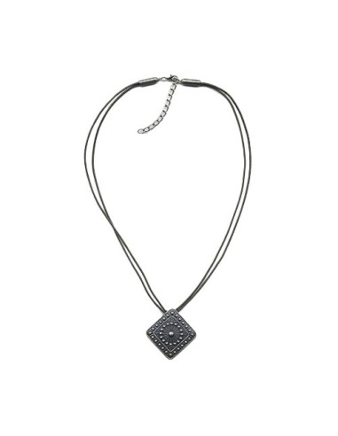 necklace metal pendant grey cord