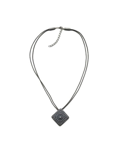 necklace metal pendant grey cord
