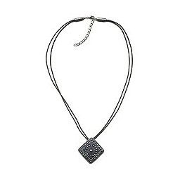 necklace metal pendant grey cord
