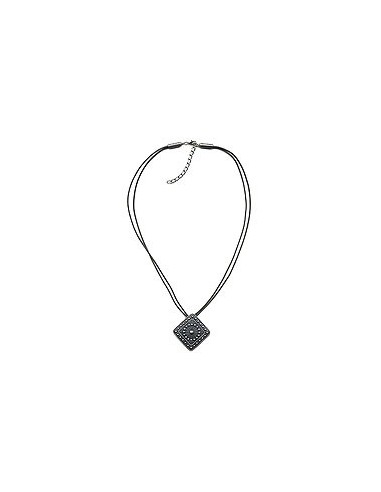 necklace metal pendant grey cord