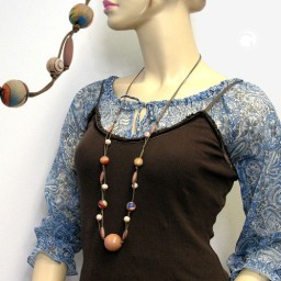 necklace wood beads nougat 100cm