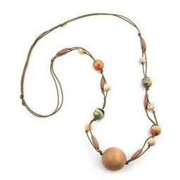 necklace wood beads nougat 100cm