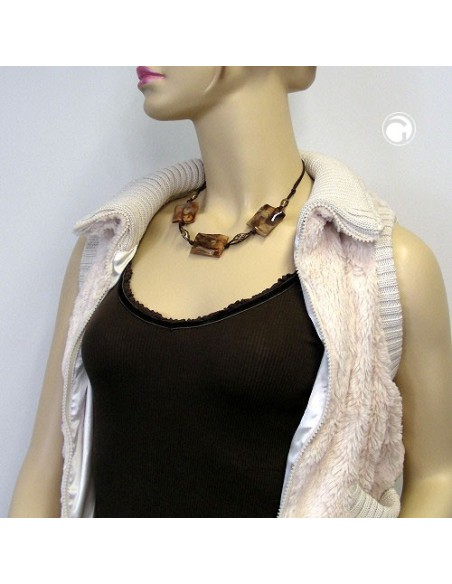 necklace 3x squares brown/beige