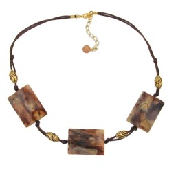 necklace 3x squares brown/beige