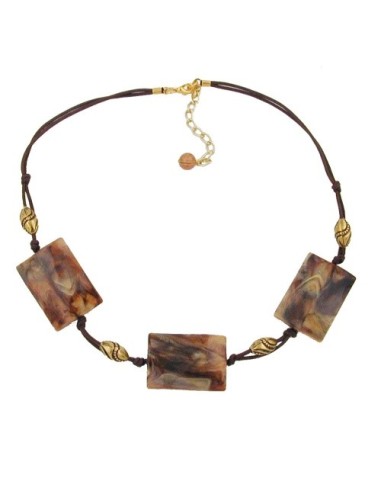necklace 3x squares brown/beige