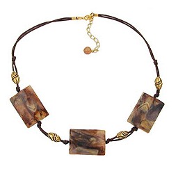 necklace 3x squares brown/beige