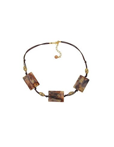 necklace 3x squares brown/beige