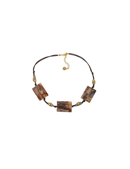 necklace 3x squares brown/beige