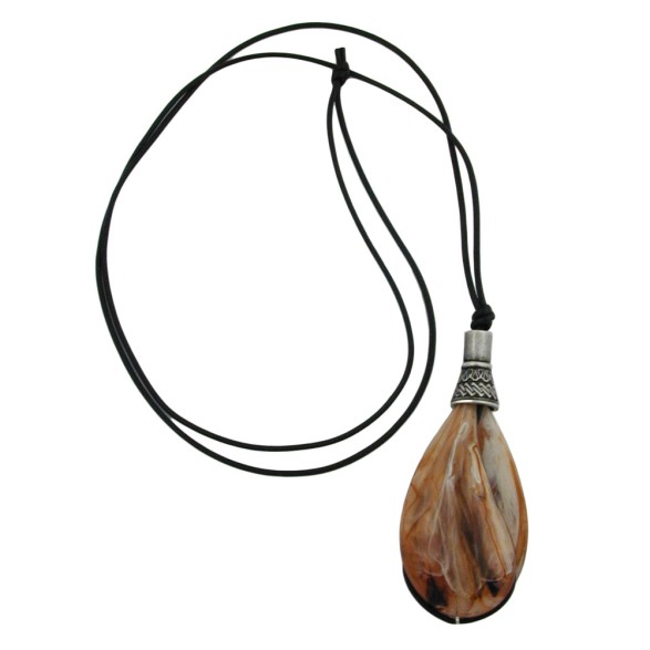 necklace drop beige-brown marbled