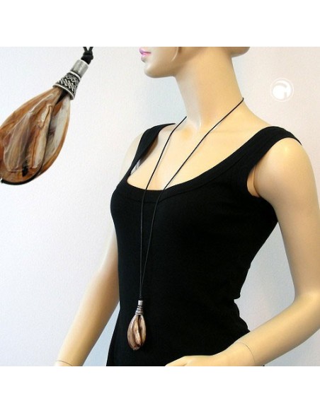 necklace drop beige-brown marbled