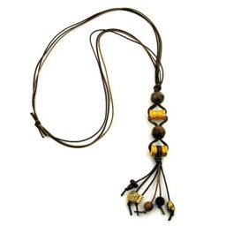 necklace gold-coloured/ brown beads fantasy design