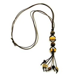 necklace gold-coloured/ brown beads fantasy design