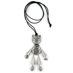 necklace cat silver-antique 90cm