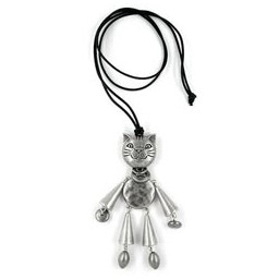 necklace cat silver-antique 90cm