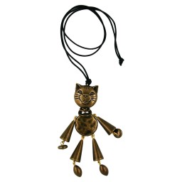 necklace cat vintage brass 90cm