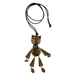 necklace cat vintage brass 90cm