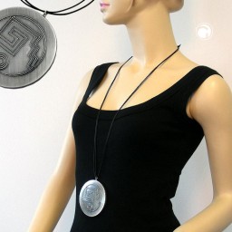 necklace oxid-silver amulet black cord 100cm