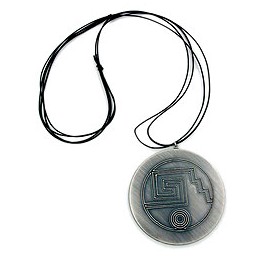 necklace oxid-silver amulet black cord 100cm