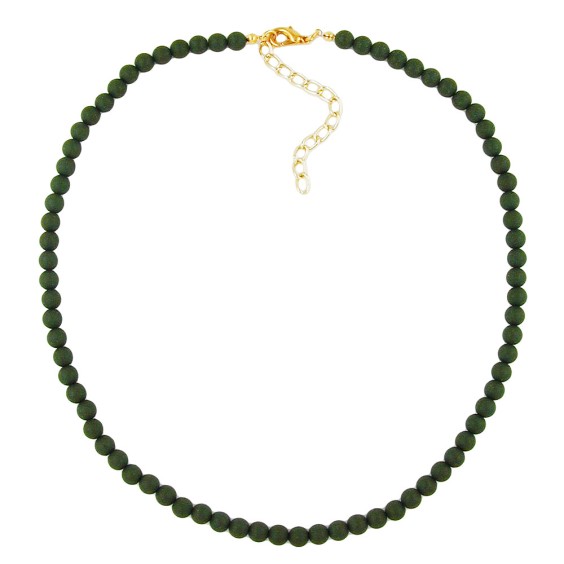 necklace beads 6mm olive/ dull