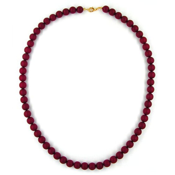 necklace beads 10mm wine-red 60cm