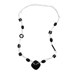 necklace black beads white cord