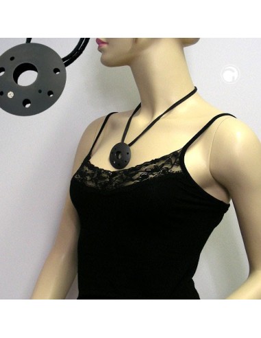 necklace metal pendant black cord 50cm