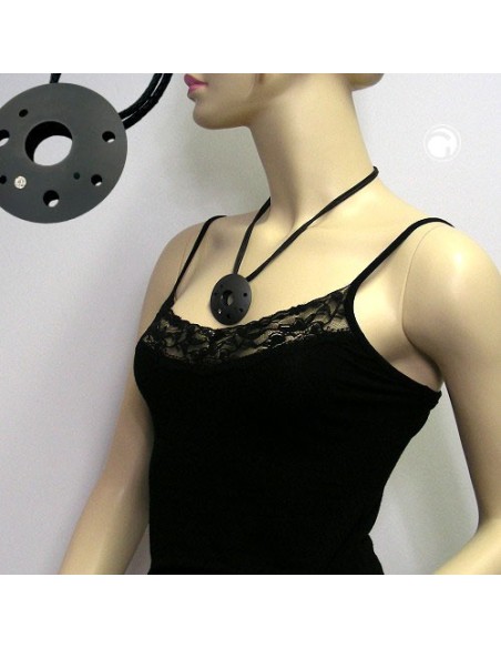 necklace metal pendant black cord 50cm