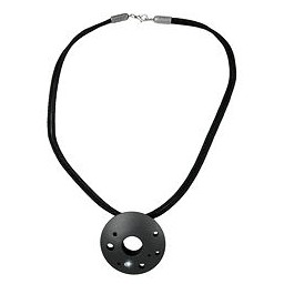 necklace metal pendant black cord 50cm