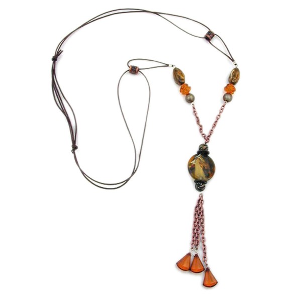 necklace brown/copper/orange coloured beads