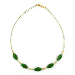 necklace glass beads green marbled gold-coloured