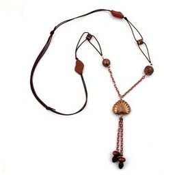 necklace seashell bead copper/ brown colours