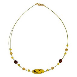 necklace glass beads olive yellow brown