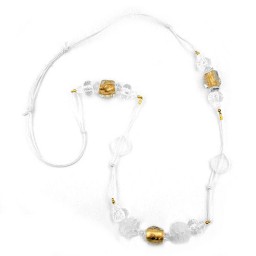 necklace stone bead gold-tone 90cm