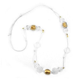 necklace stone bead gold-tone 90cm