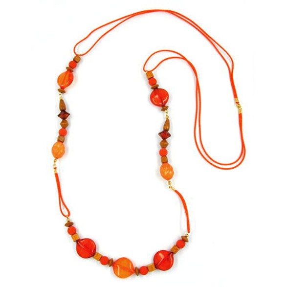 necklace beads red-orange ochre