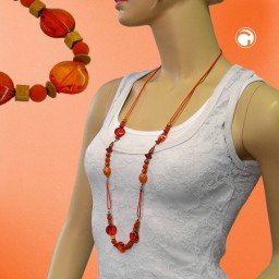 necklace beads red-orange ochre