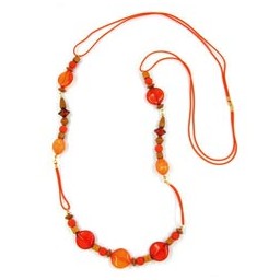 necklace beads red-orange ochre