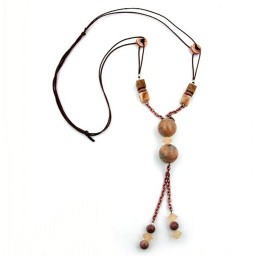 necklace light brown marbled beads chain elements