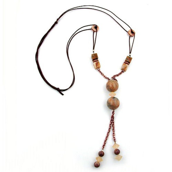 necklace light brown marbled beads chain elements