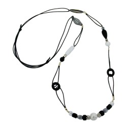 necklace black & white beads 105cm