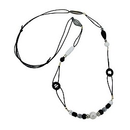 necklace black & white beads 105cm