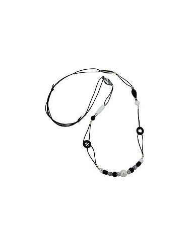 necklace black & white beads 105cm
