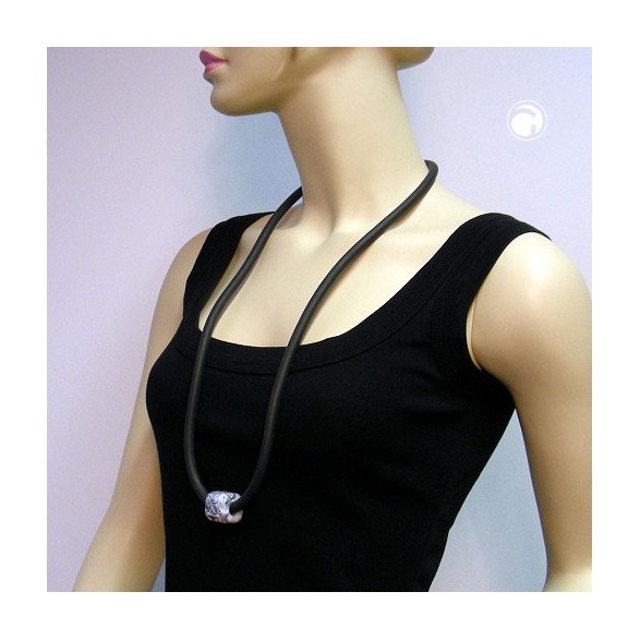 necklace square bead black-white